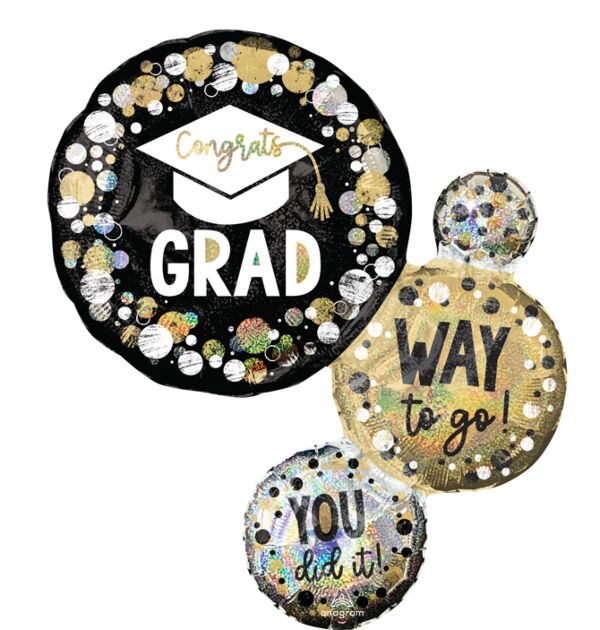 28" Way to Go Grad Circles and Dots Foil Bouquet