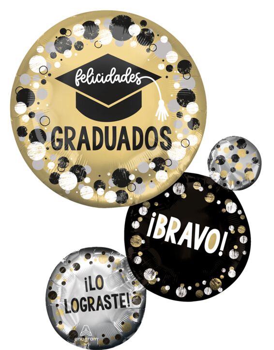 28&quot; Felicidades Graduados Circles and Dots Foil Bouquet