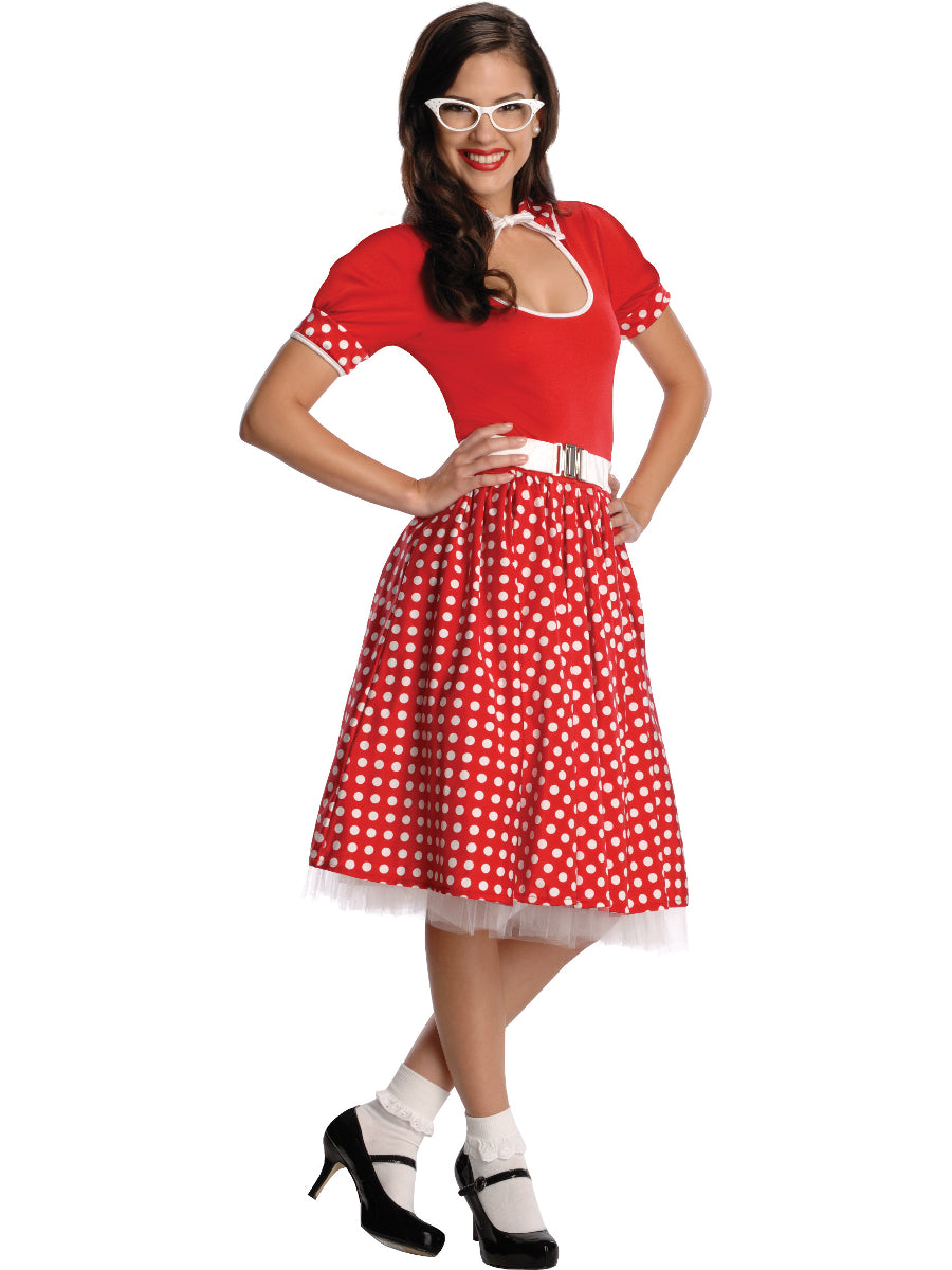 50s Nerd Girl Red Dress Costume
