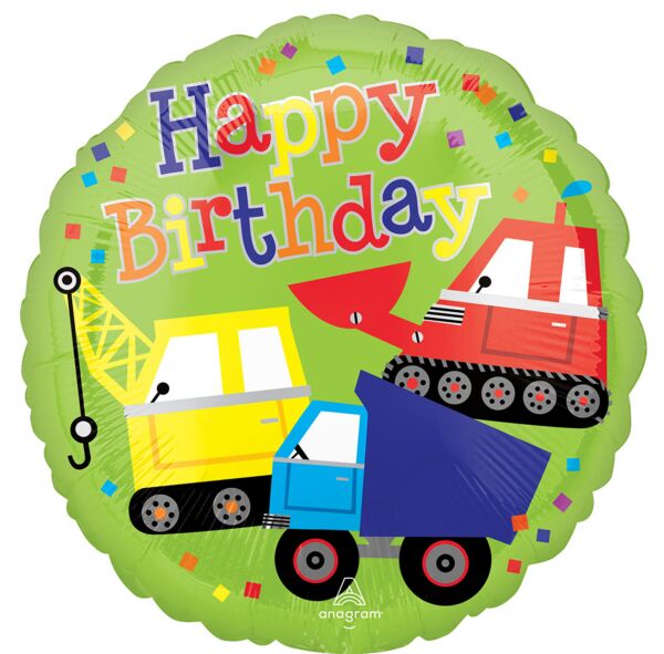 213 17" Happy Birthday Trucks Foil Balloon