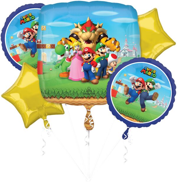 112 Mario Brothers Foil Balloon Bouquet