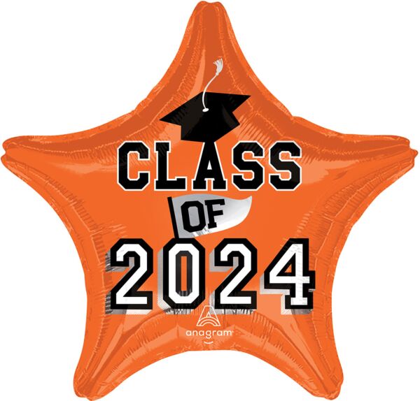 19" Class of 2024 Star Shaped - Orange