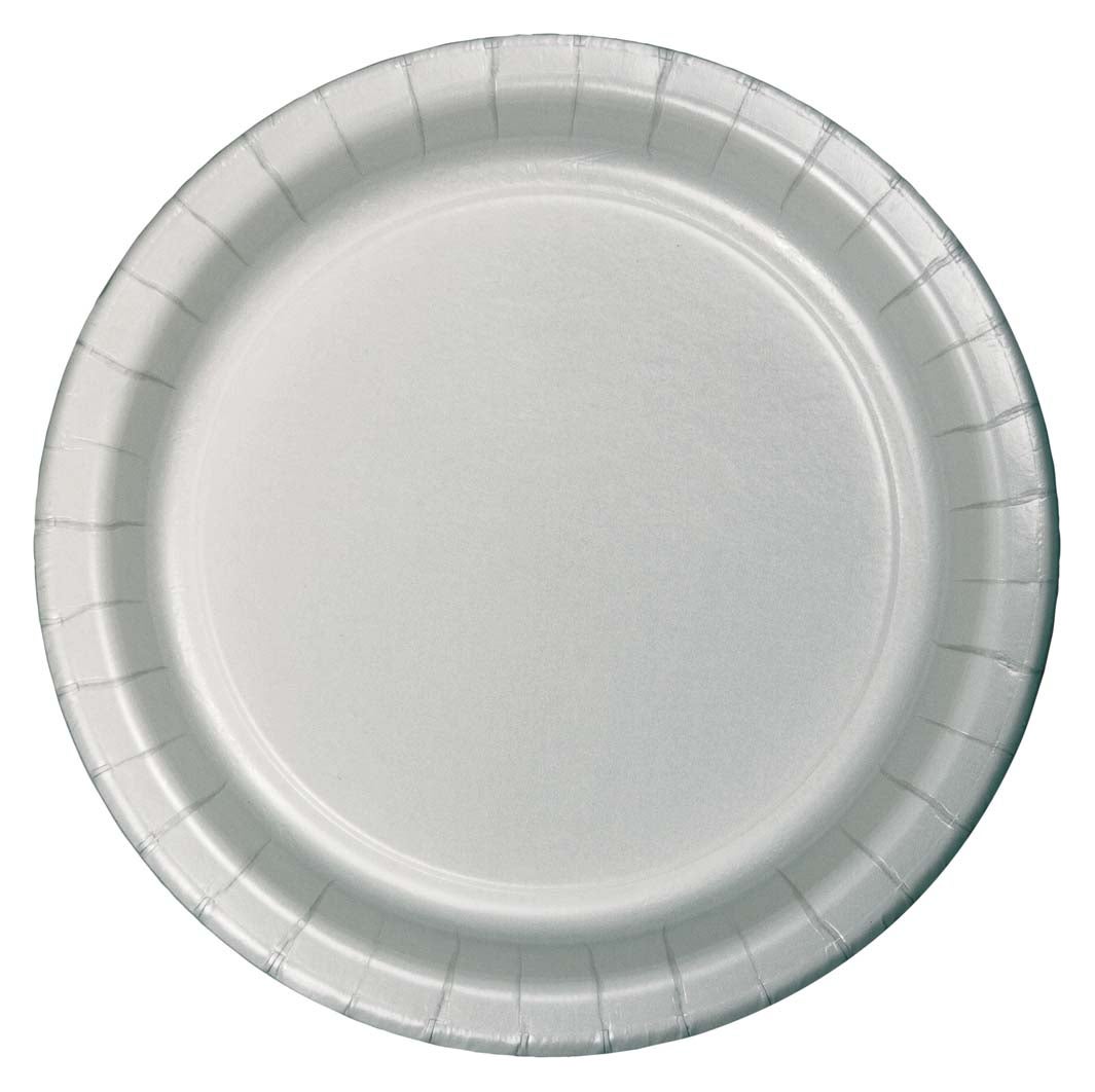 9" Paper Dinner Plates - Shimmering Silver