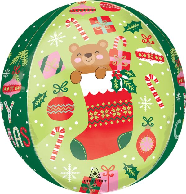 16" Beary Christmas Orb Balloon