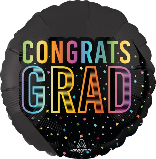 G009 18" Satin Cosmic Future Grad Balloon