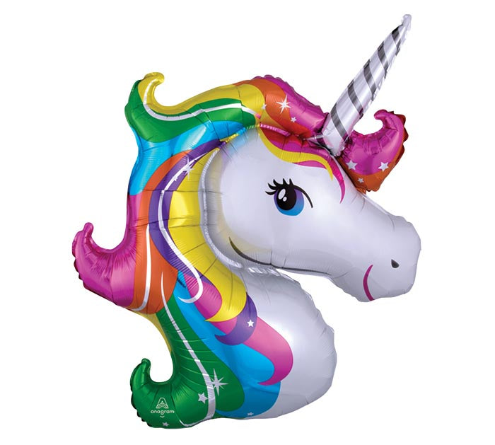 493 33" PKG BRIGHT UNICORN HEAD BALLOON