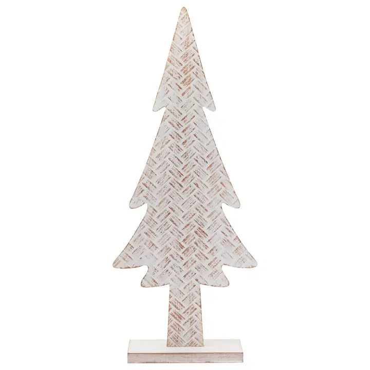 19.5" Tall White Wash Basketweave Tree Christmas