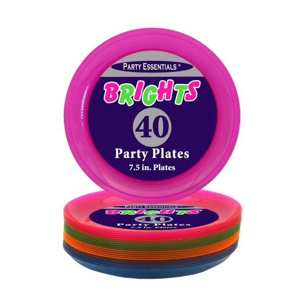 7.5″ – 40 CT. ASSORTED NEON PARTY PLATES