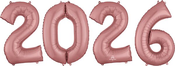 34" 2-0-2-6 Number Bunch Rose Gold 34" Foil Balloons
