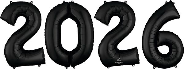 34" 2-0-2-6 Number Bunch Black 34" Foil Balloons