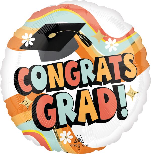 17" Groovy Congrats Grad Foil Balloon