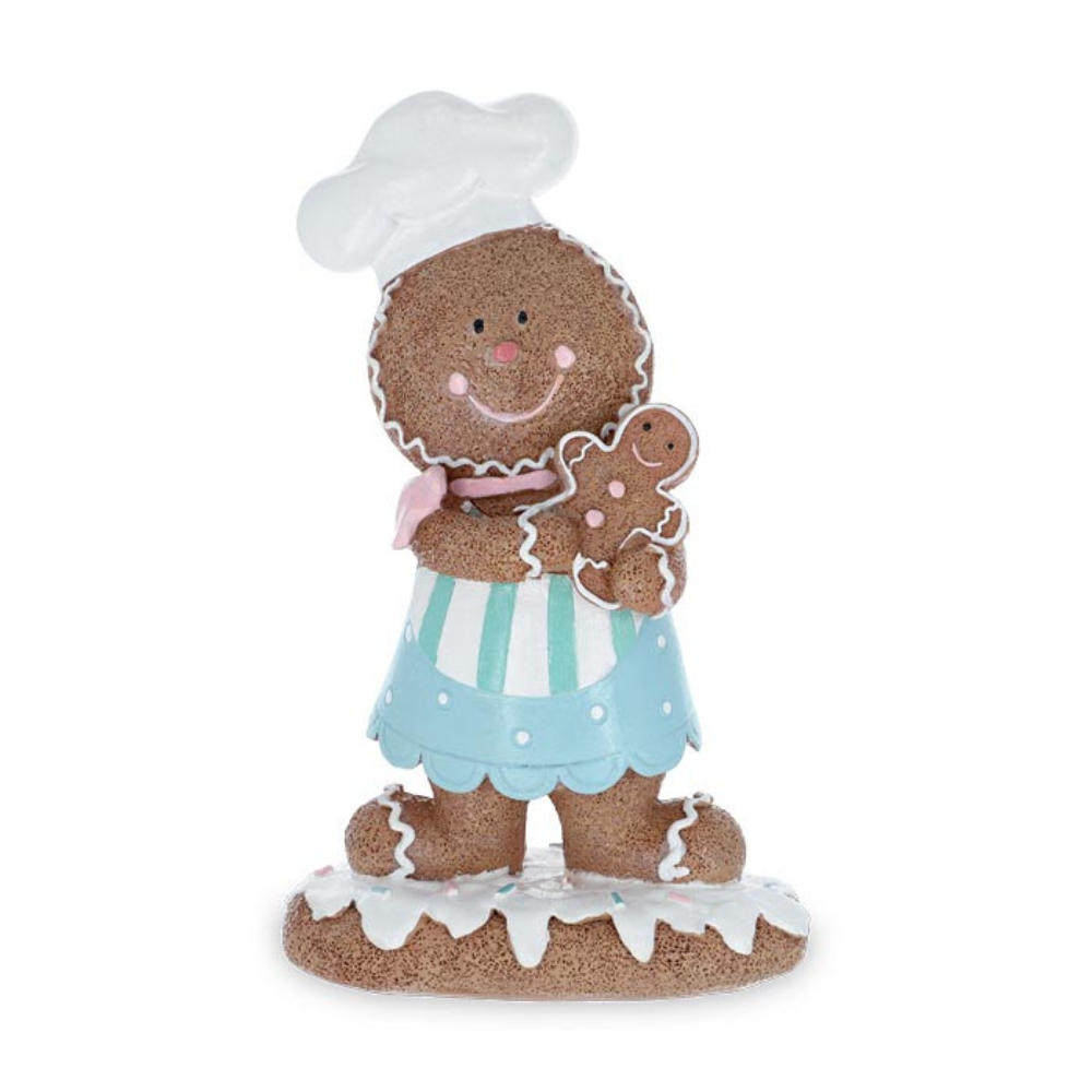 PINK/TEAL CHEF GINGERBREAD FIGURINE