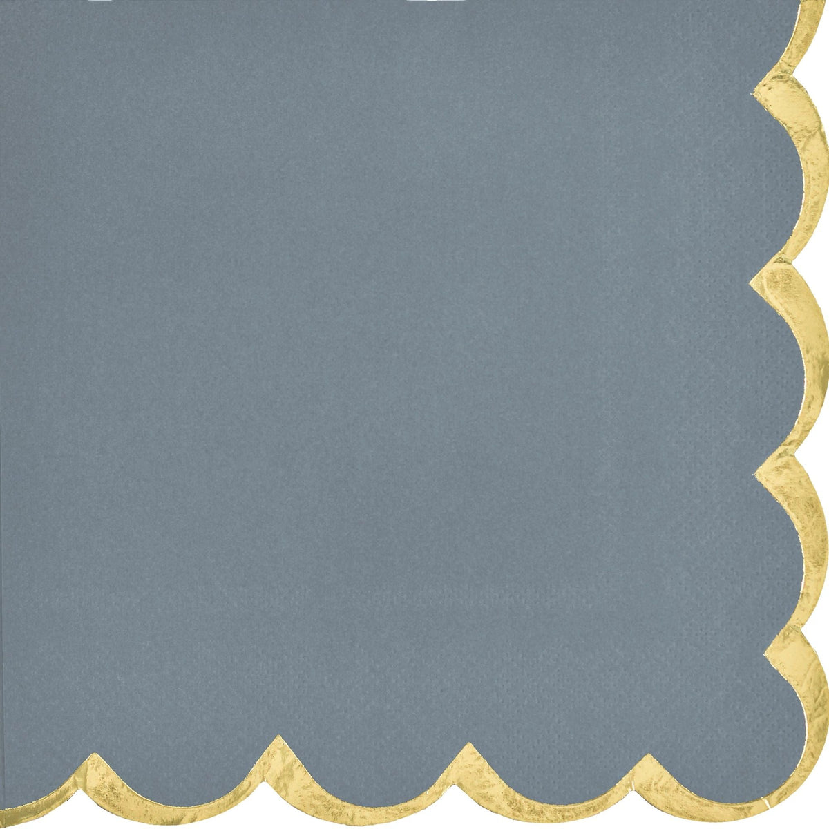 Beverage Napkin Scalloped Edge w/Hot Stamp - Dark Grey