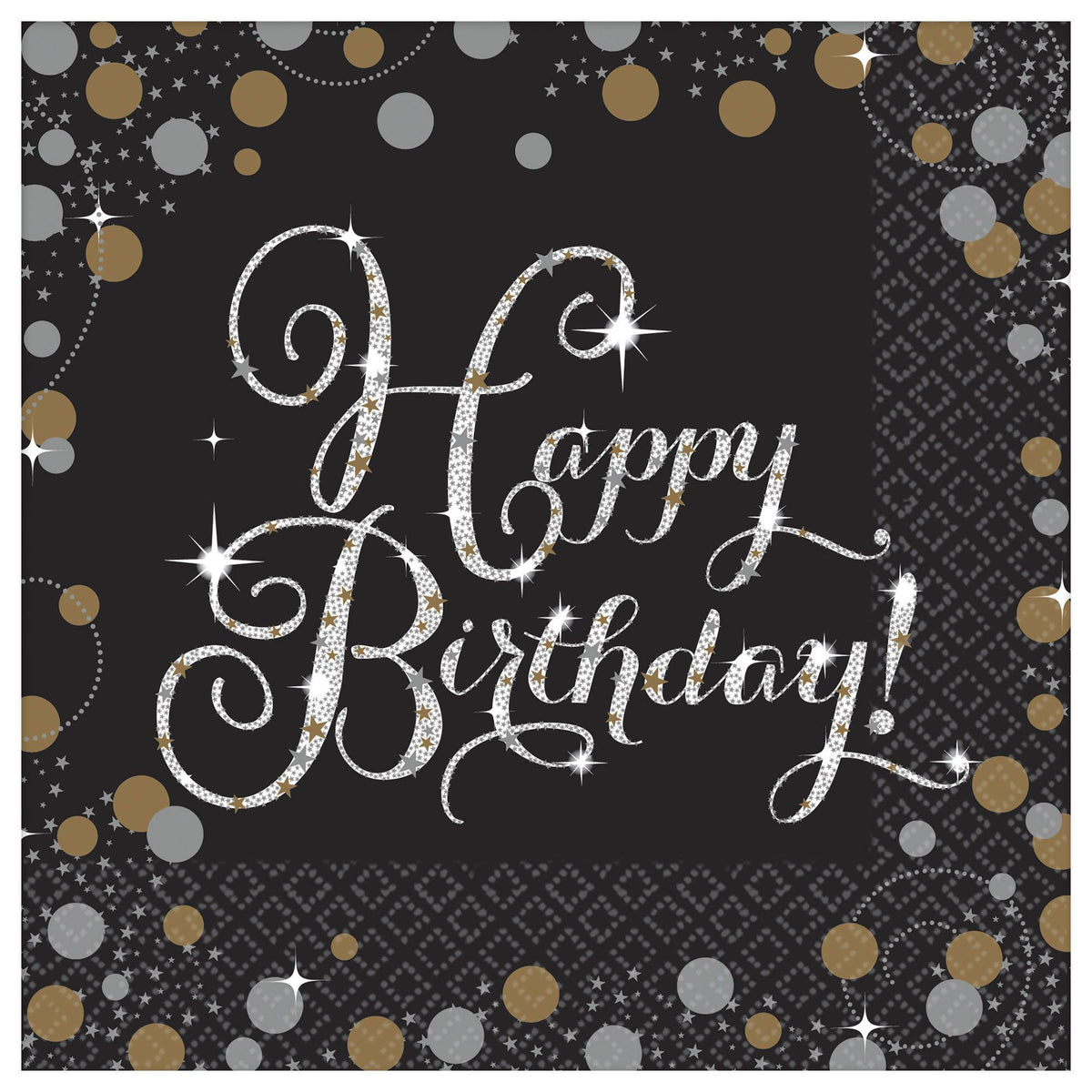 Sparkling Celebration Luncheon Napkins, Happy Birthday