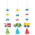 Transportation Time City Life Hanging Cutouts with Tassels