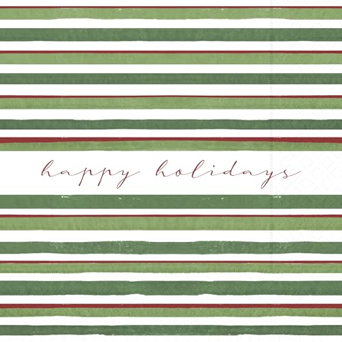 Happy Striped Holiday Lunch Napkin