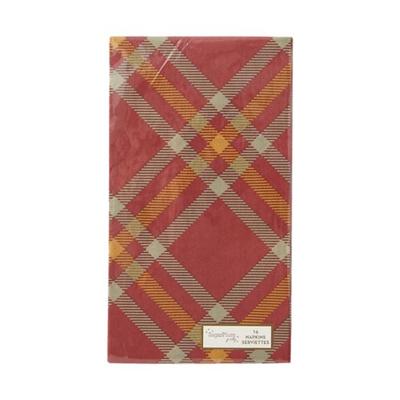 Autumn Plaid Guest Towel Napkins, Orange