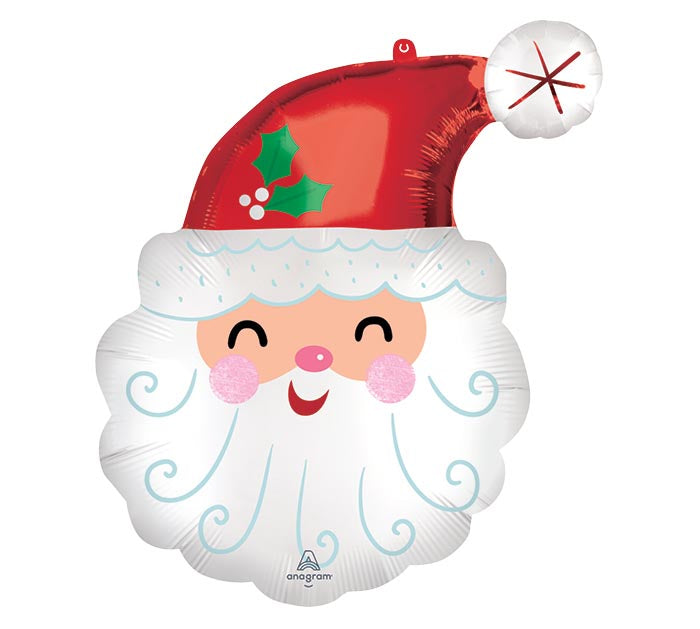 14"INFLATED SMILEY SATIN SANTA HEAD