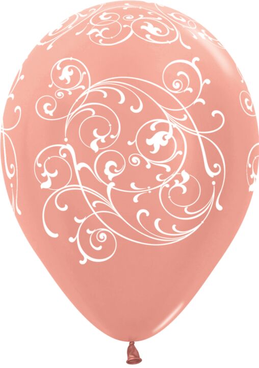 Filigree Metallic Rose Gold Latex Balloon 1ct, 5"