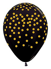 Gold Confetti Black Latex Balloon 1ct, 11"