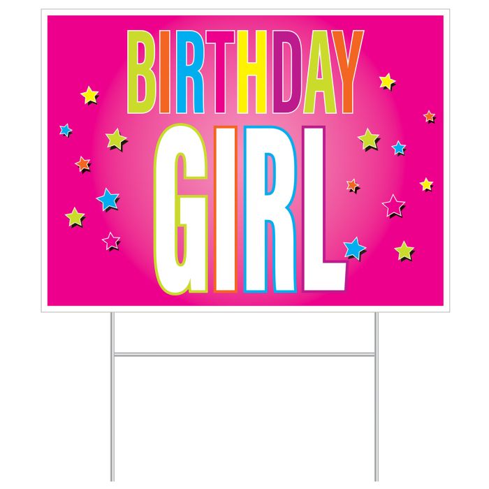 Plastic Birthday Girl Yard Sign