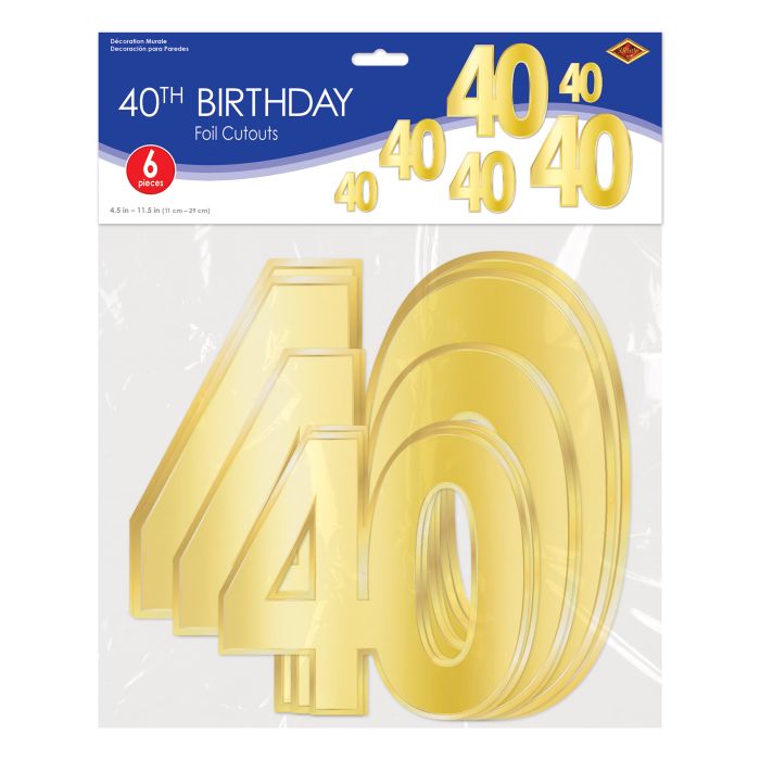 Foil "40" Birthday Cutouts