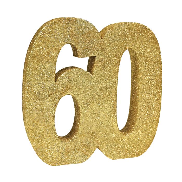 3-D Glittered "60" Centerpiece - Gold
