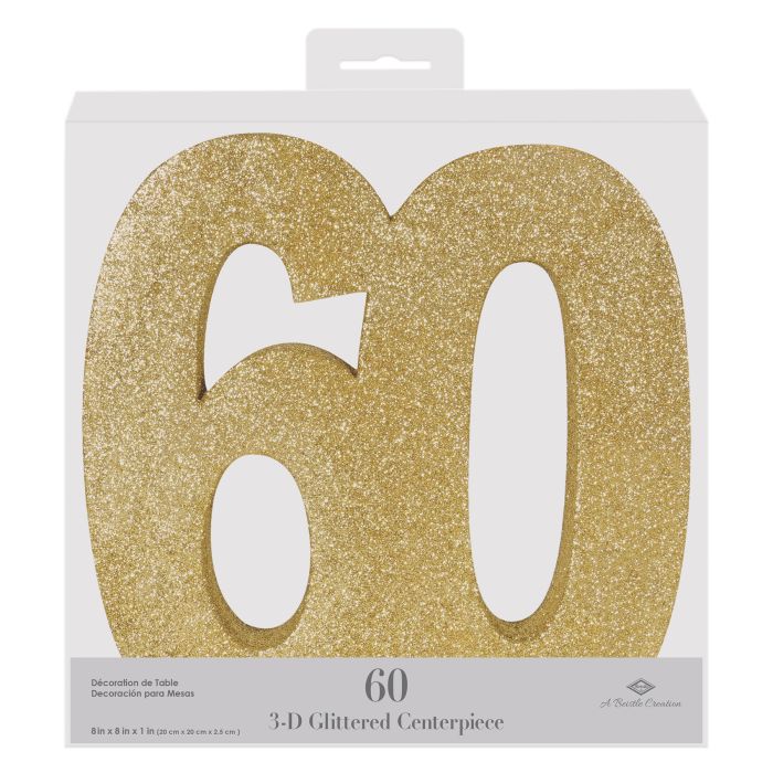 3-D Glittered "60" Centerpiece - Gold