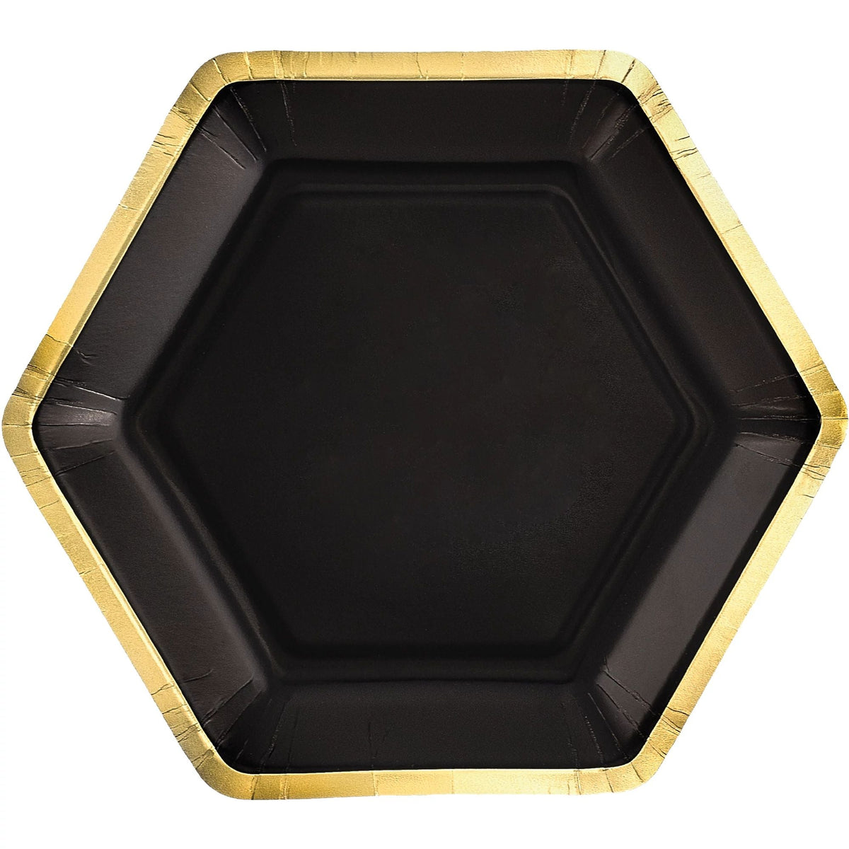 7&quot; Hex Metallic Paper Plate - Jet Black