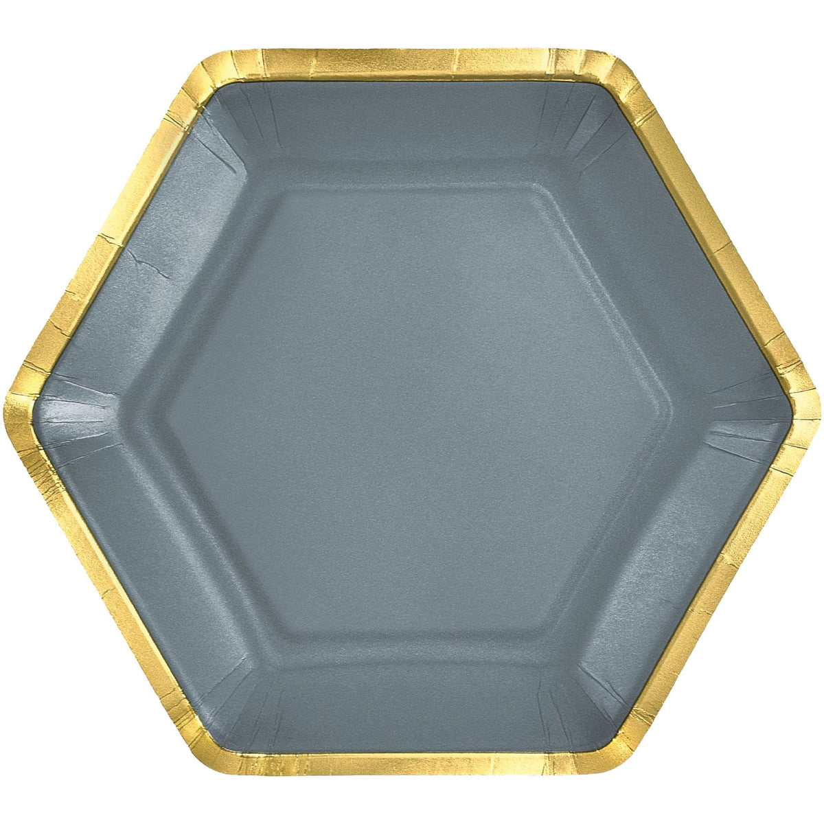 7&quot; Hex Metallic Paper Plate - Dark Grey