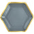 7" Hex Metallic Paper Plate - Dark Grey