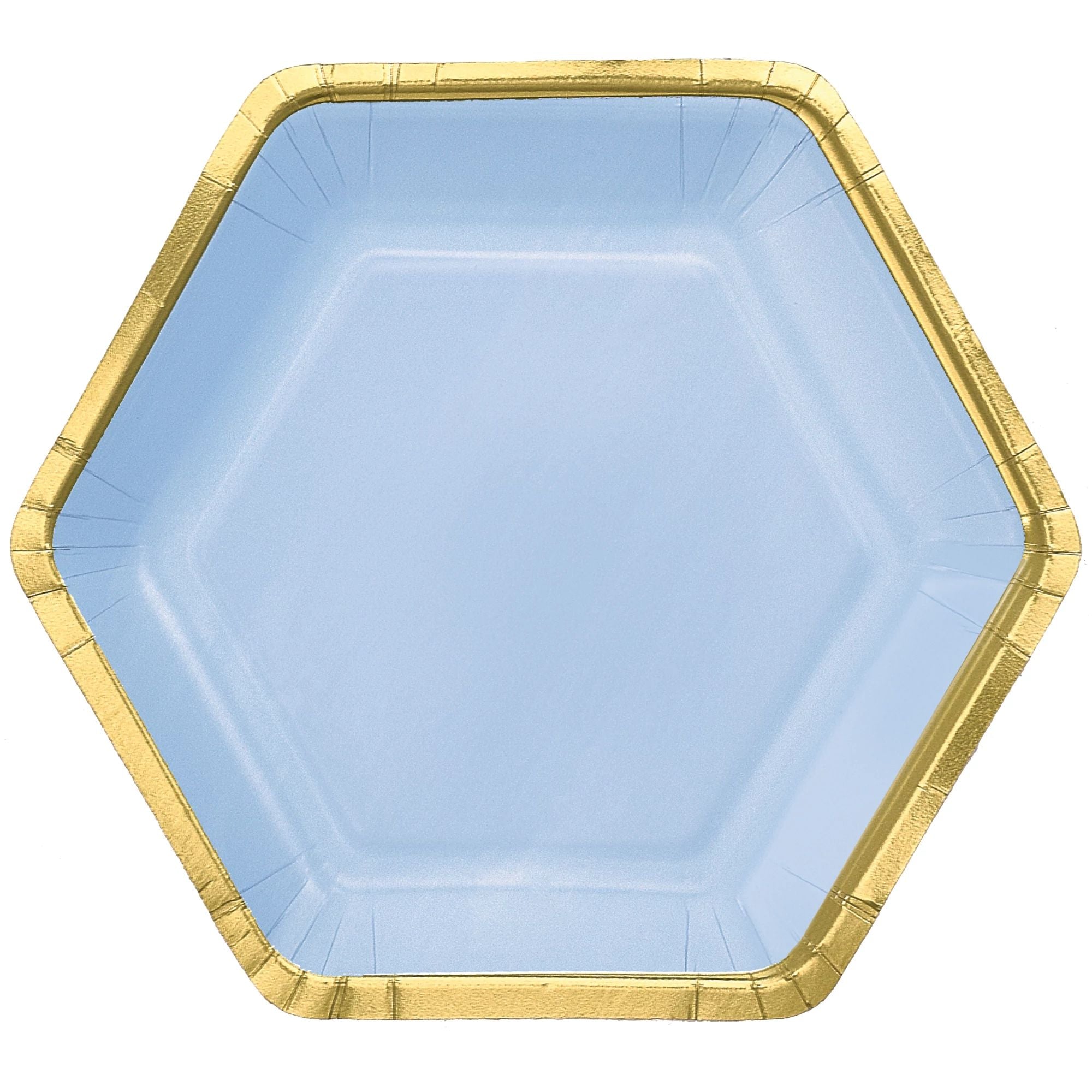 7" Hex Metallic Paper Plate - Ice Blue