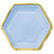 7" Hex Metallic Paper Plate - Ice Blue