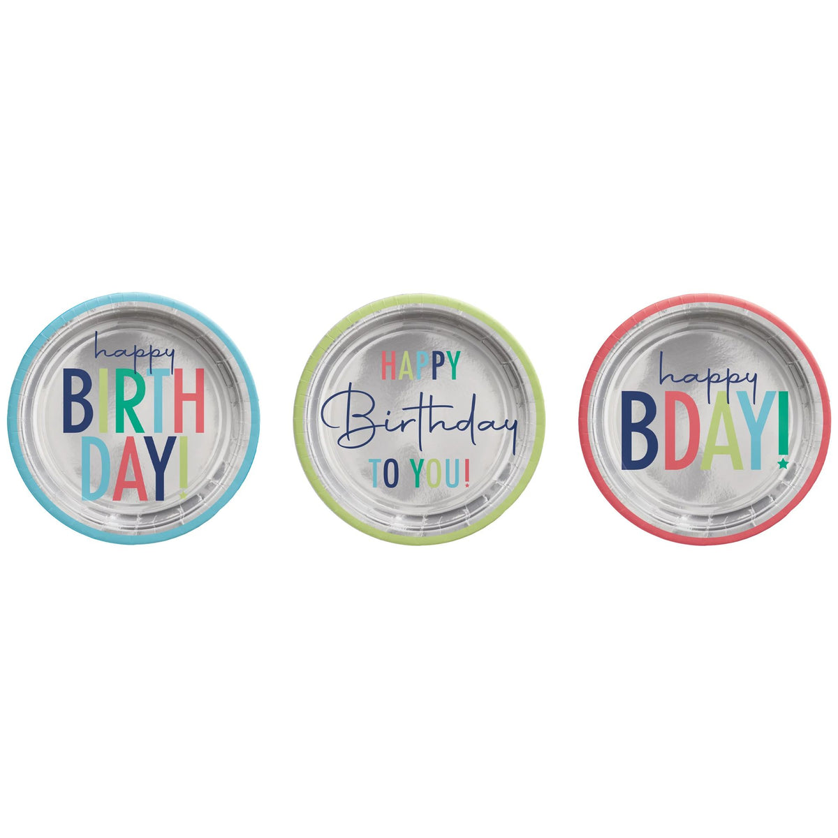 Modern Birthday 7&quot; Plates - Happy Birthday Assortment