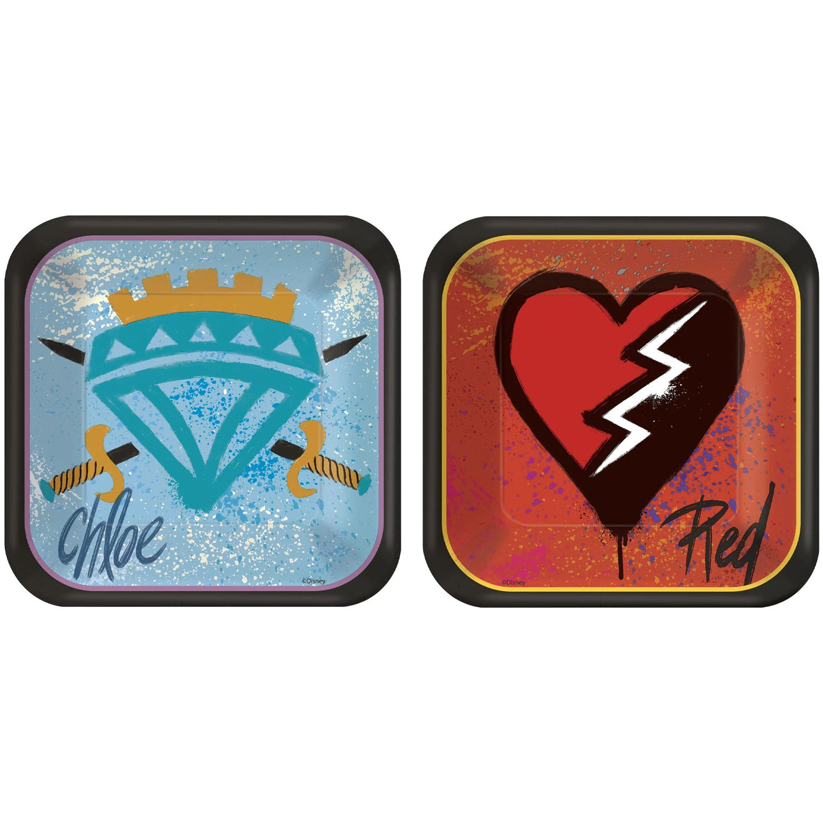 Disney Descendants 4 Square Plates, 7&quot; Asst.