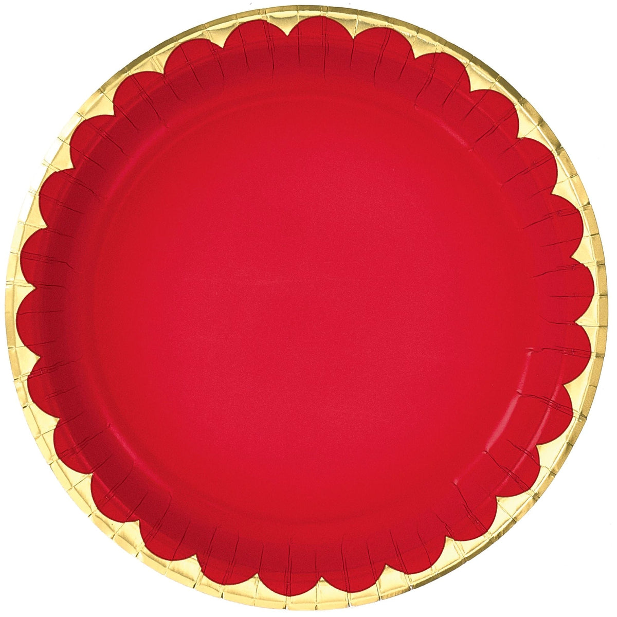 6 3/4&quot; Metallic Paper Plate - Apple Red