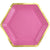 9" Hex Metallic Paper Plate - Bright Pink