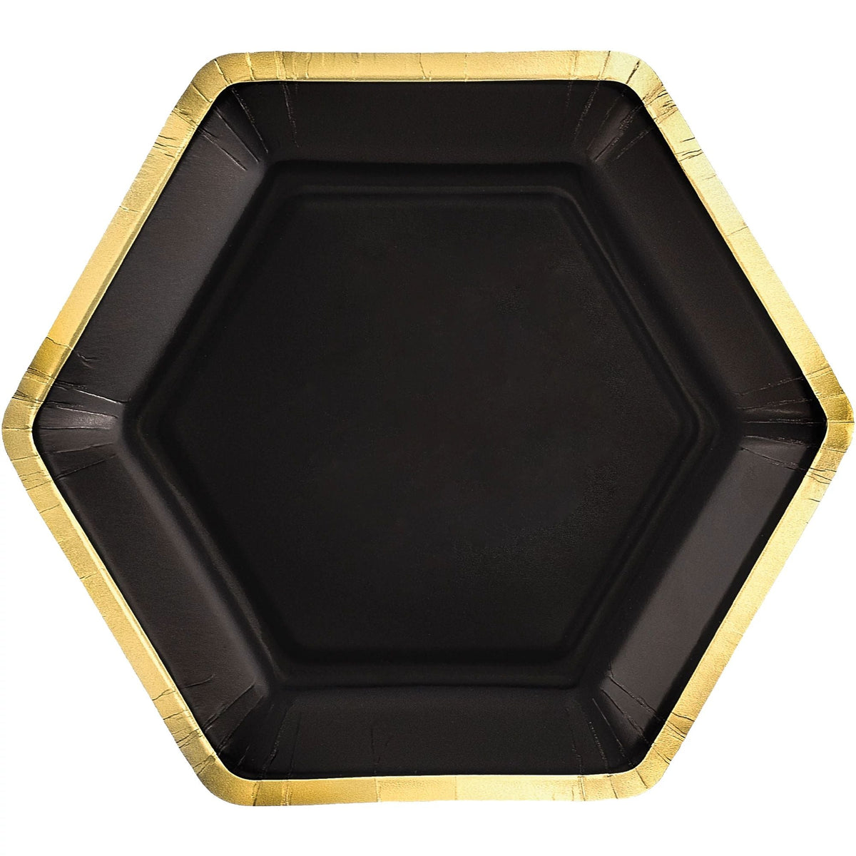 9&quot; Hex Metallic Paper Plate - Jet Black