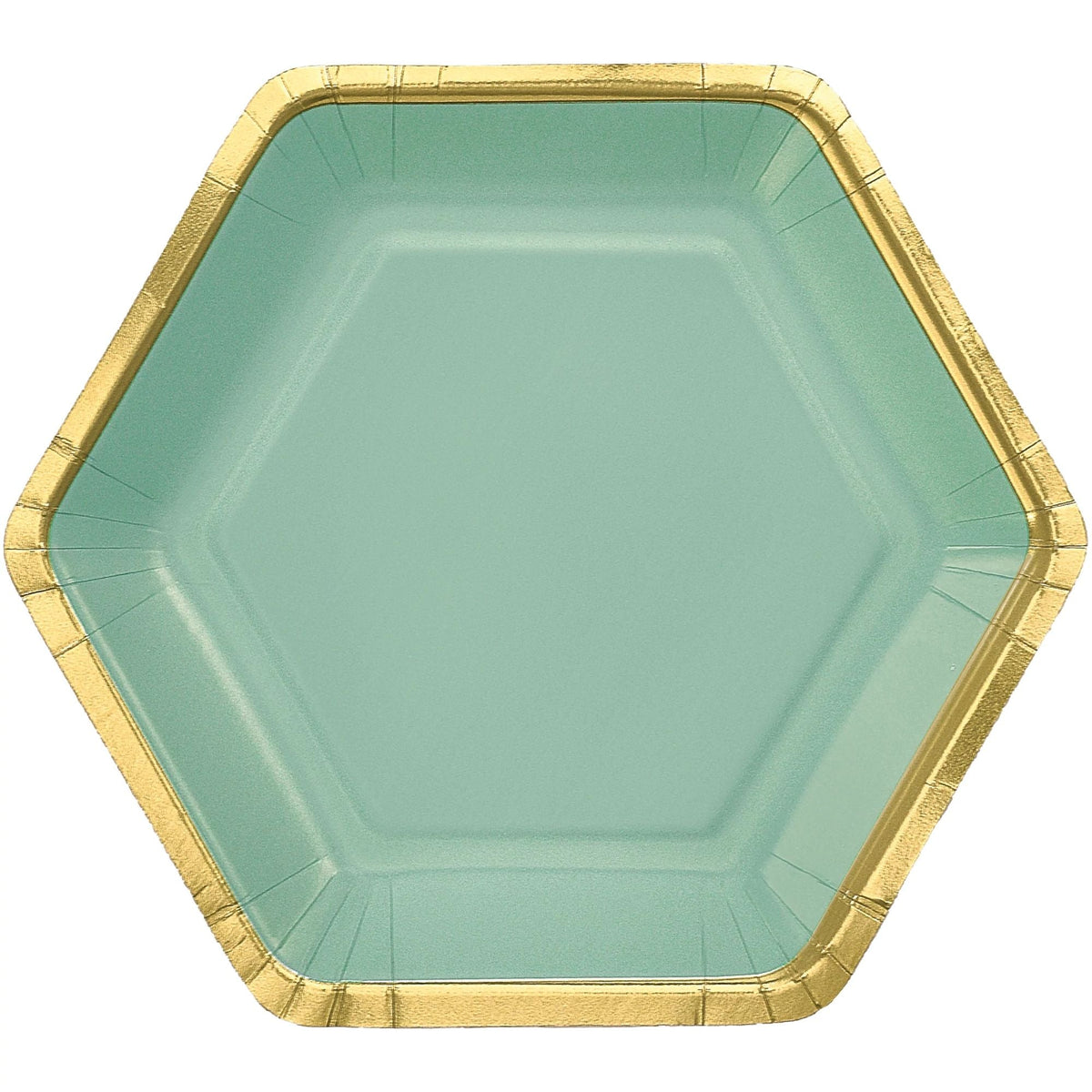 9&quot; Hex Metallic Paper Plate - Willow