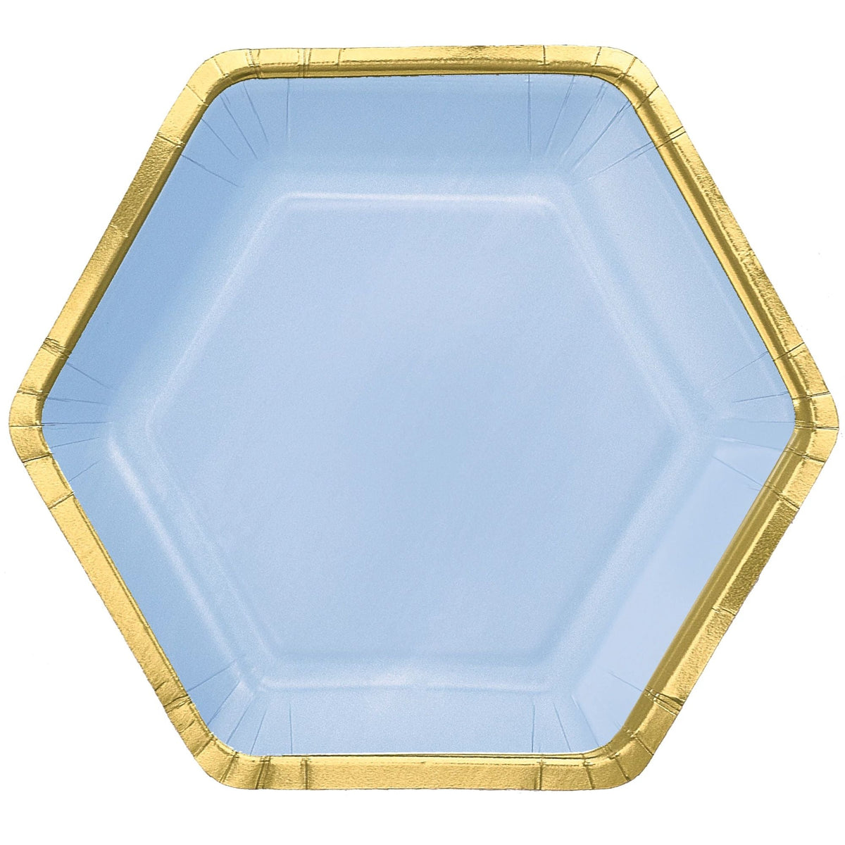 9&quot; Hex Metallic Paper Plate - Ice Blue