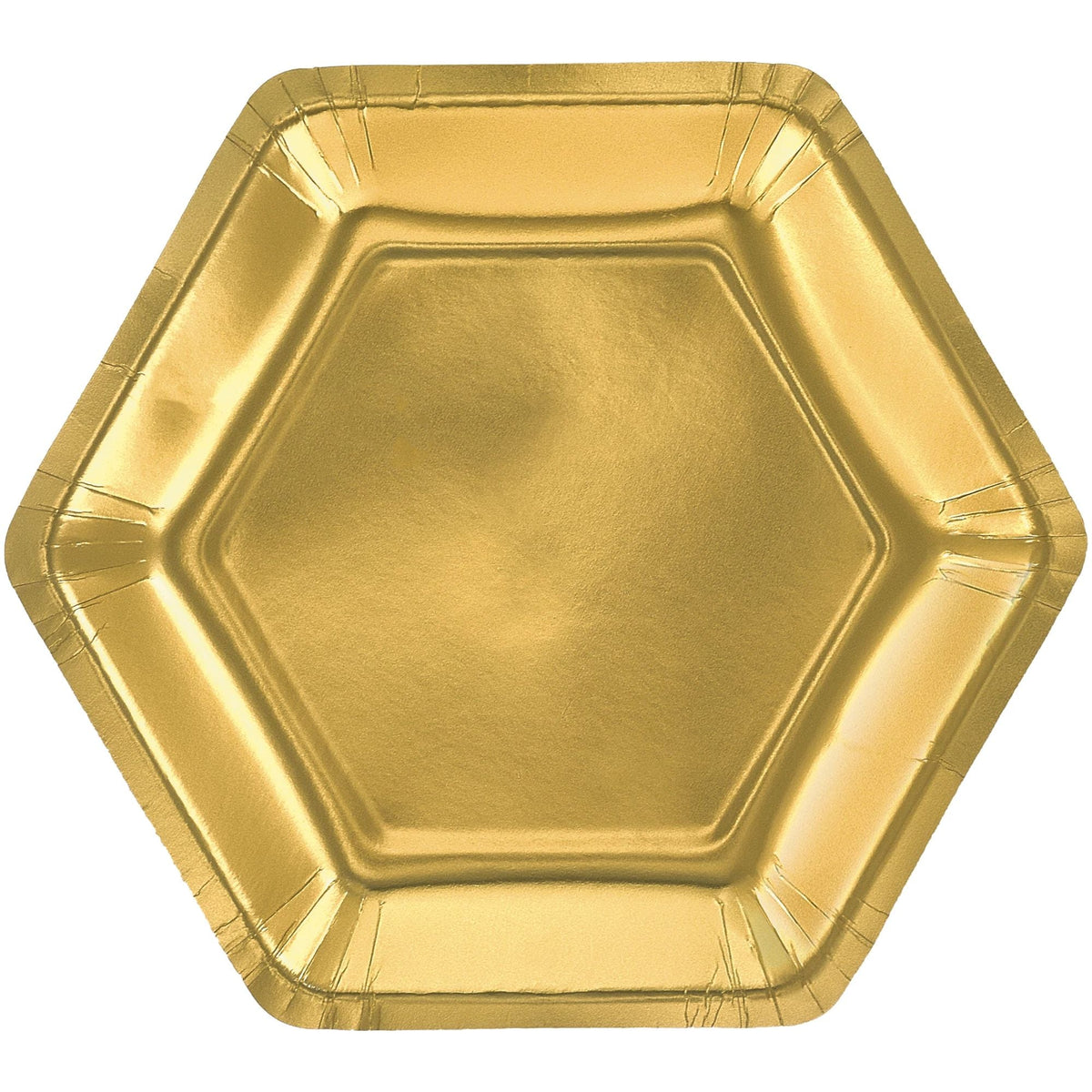 9&quot; Hex Metallic Paper Plate - Gold