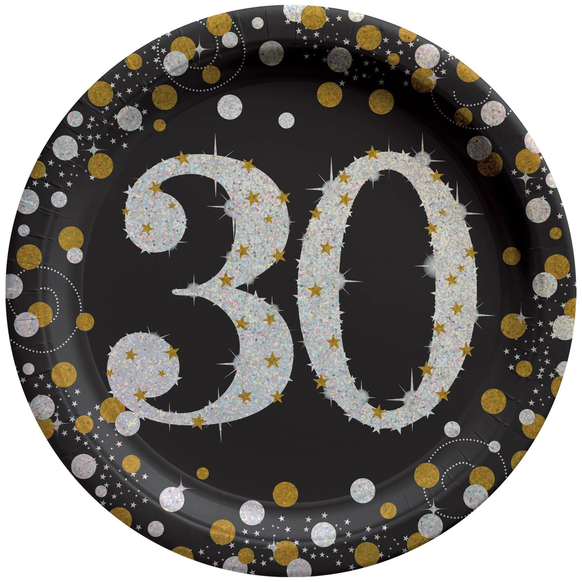 Sparkling Celebration 30 Round Plates, 9&quot;