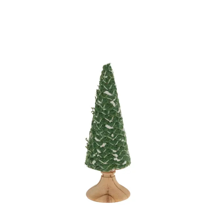 Tall Wool Green & White Cone Tree Christmas