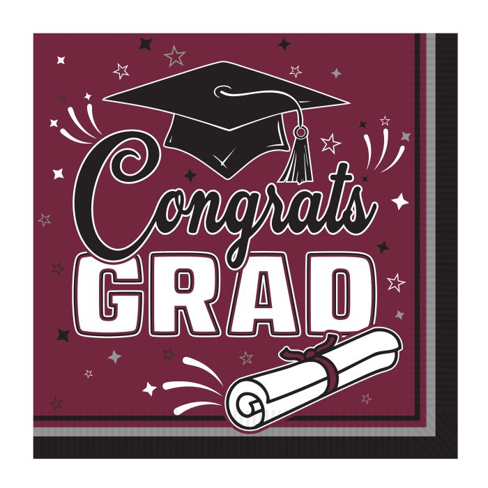 Congrats Grad Luncheon Napkins - Burgundy