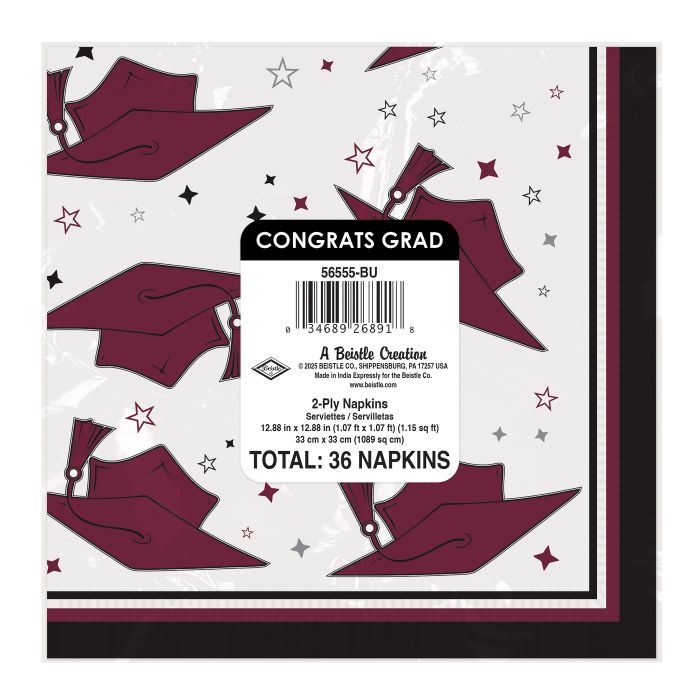 Congrats Grad Luncheon Napkins - Burgundy