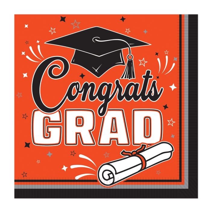 Congrats Grad Luncheon Napkins - Orange