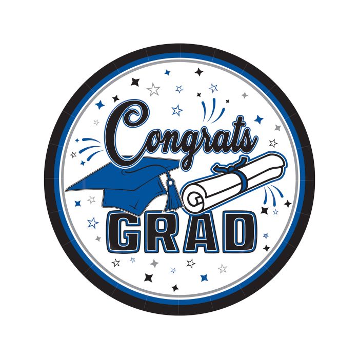 Congrats Grad Plates - 7" - Blue