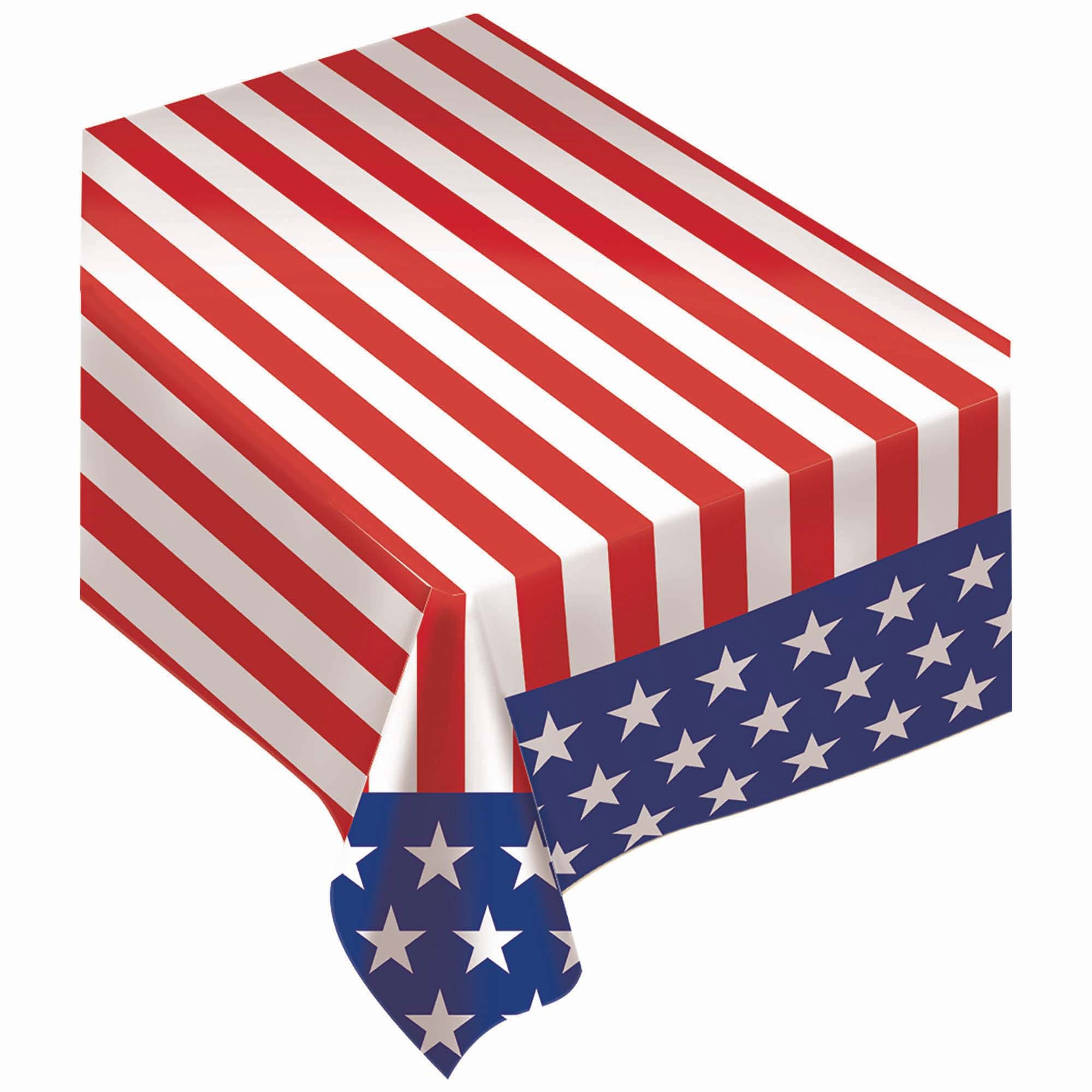 Stars & Stripes Flannel-Backed Vinyl Table Cover