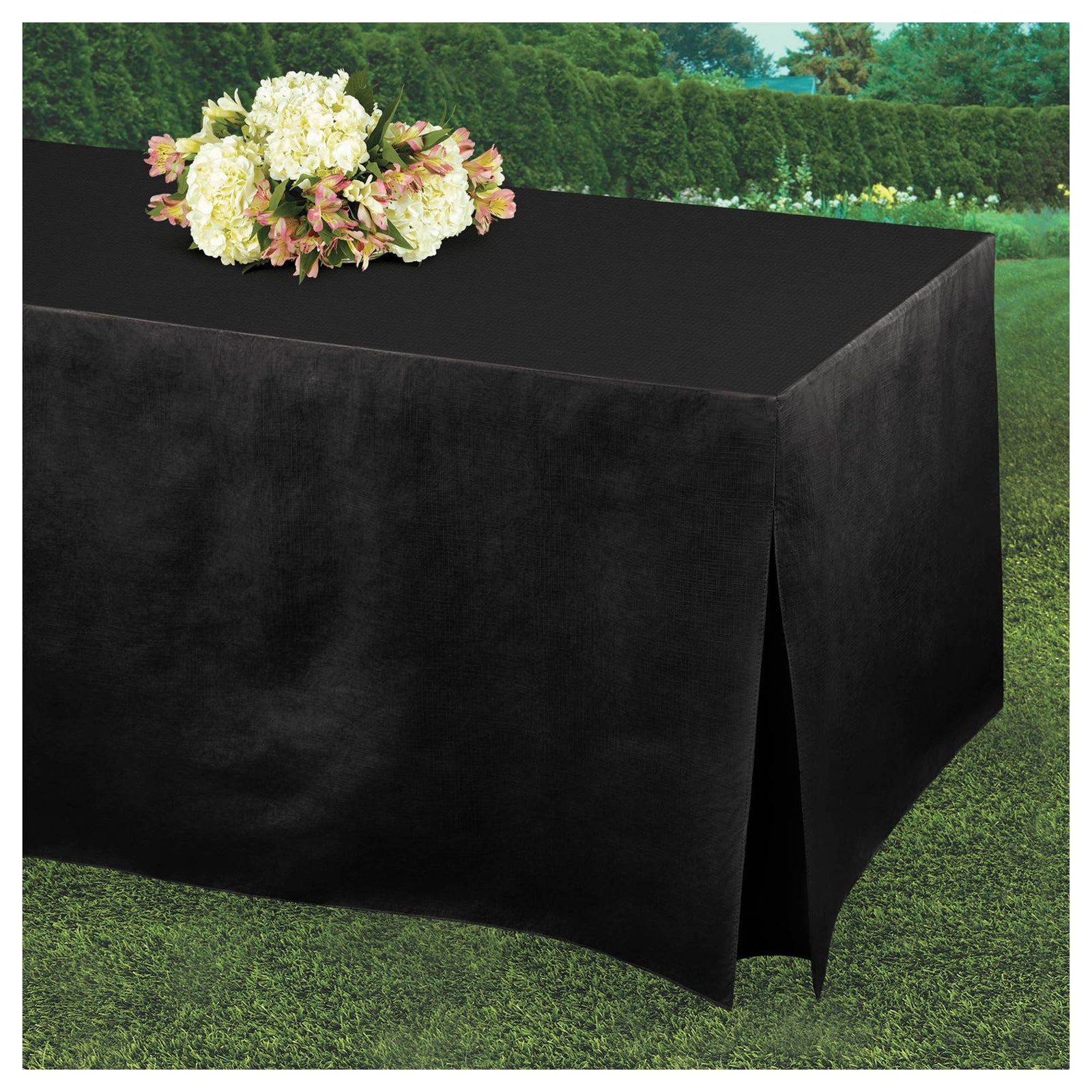 Tablefitters™ Flannel Backed Vinyl Table Cover - Jet Black