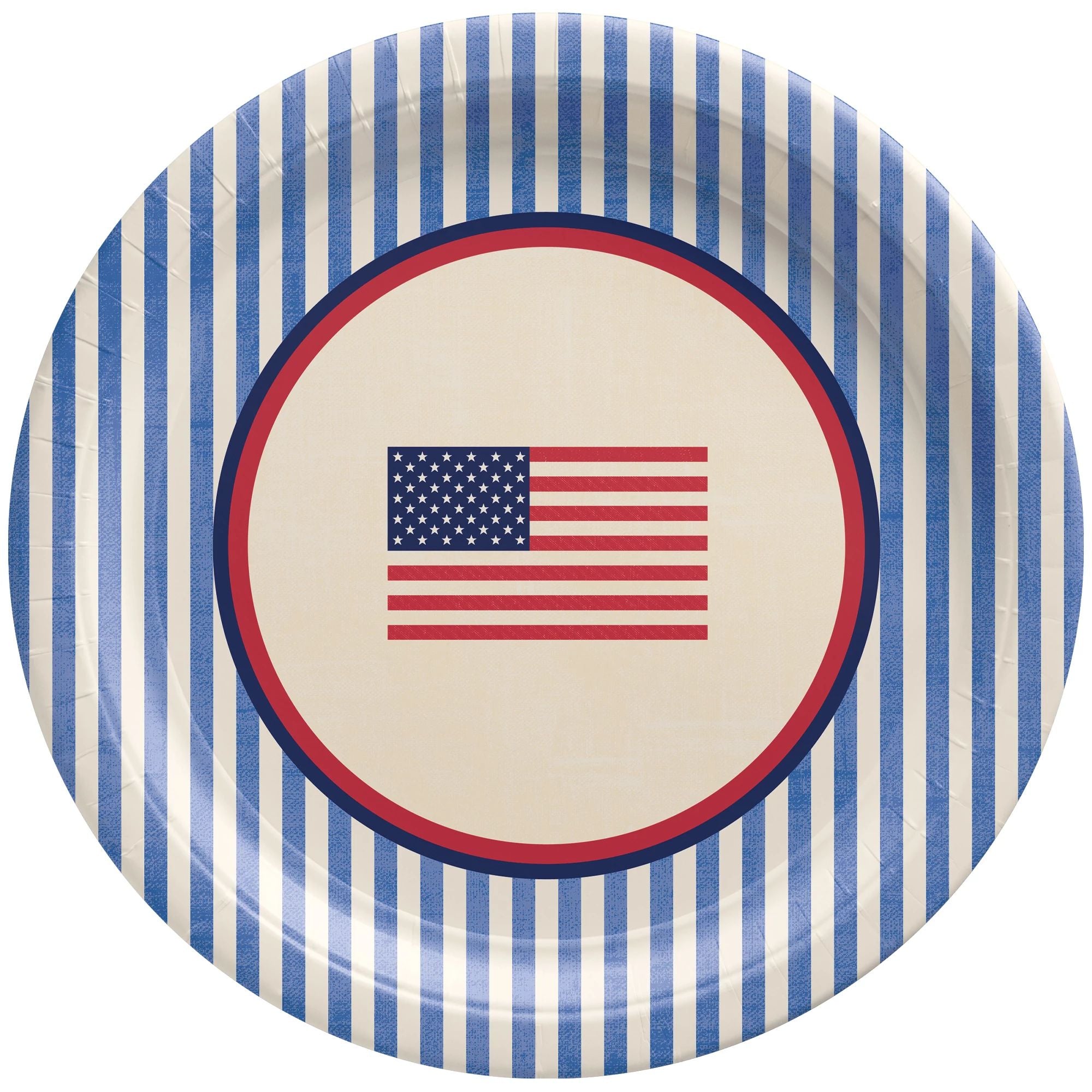 Americana Stripe Round Lunch Plates